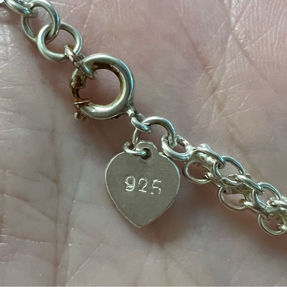 925 Sterling‎ Silver Double Linked Square & Sun Bracelet Signed 7.25” - Picture 4 of 5